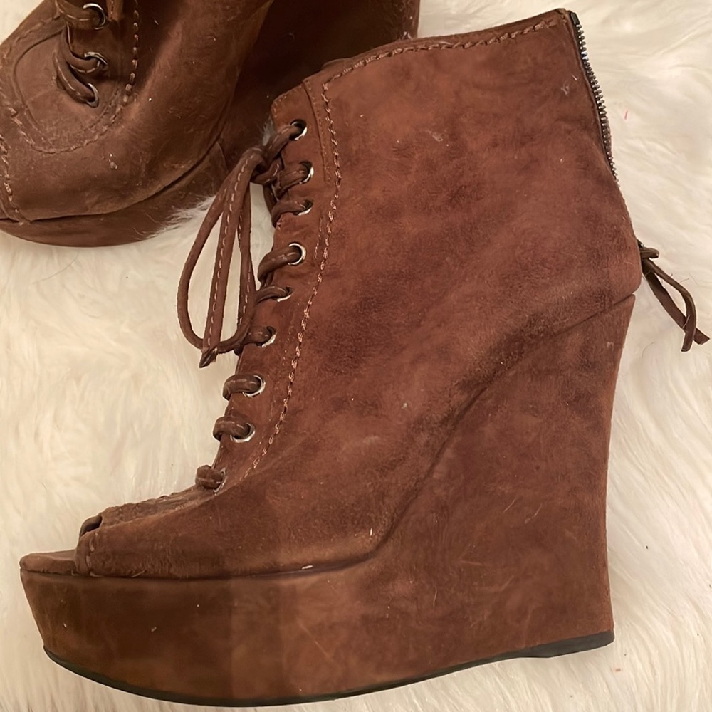 Chocolate Miu Miu Open Toe Bootie - image 1
